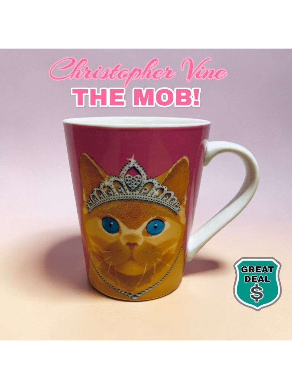 Cat Queen With Diamond Crown The Mod 14oz Mug by Christopher Vine Australia